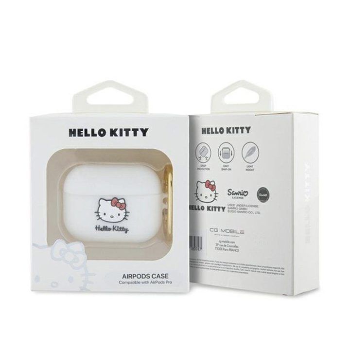 „Hello Kitty“ silikoninis 3D dėklas „AirPods Pro“, baltas