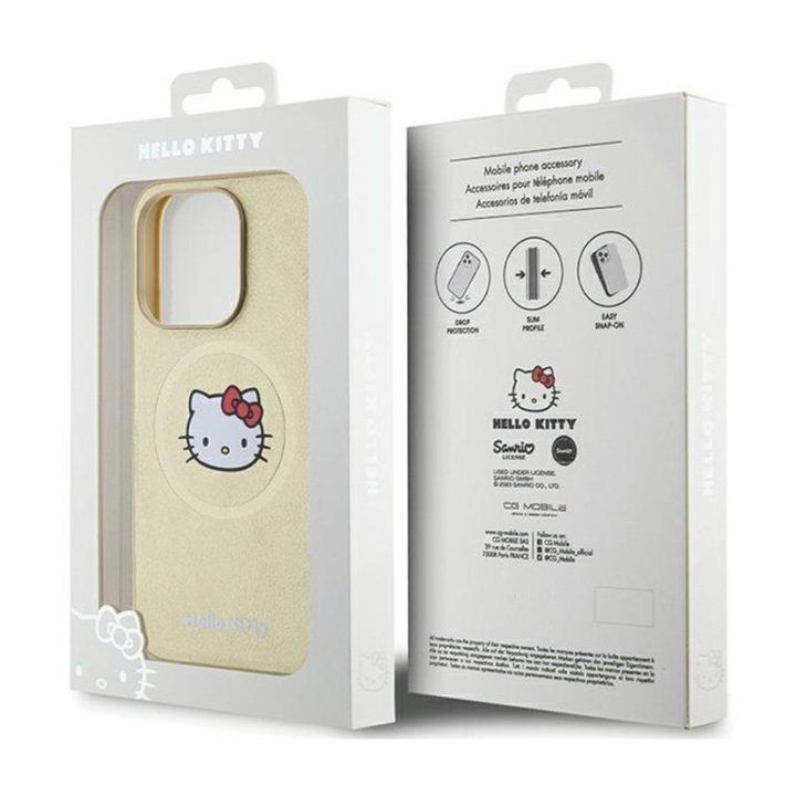 „Hello Kitty“ odinis dėklas su MagSafe iPhone 15 Pro, auksinis