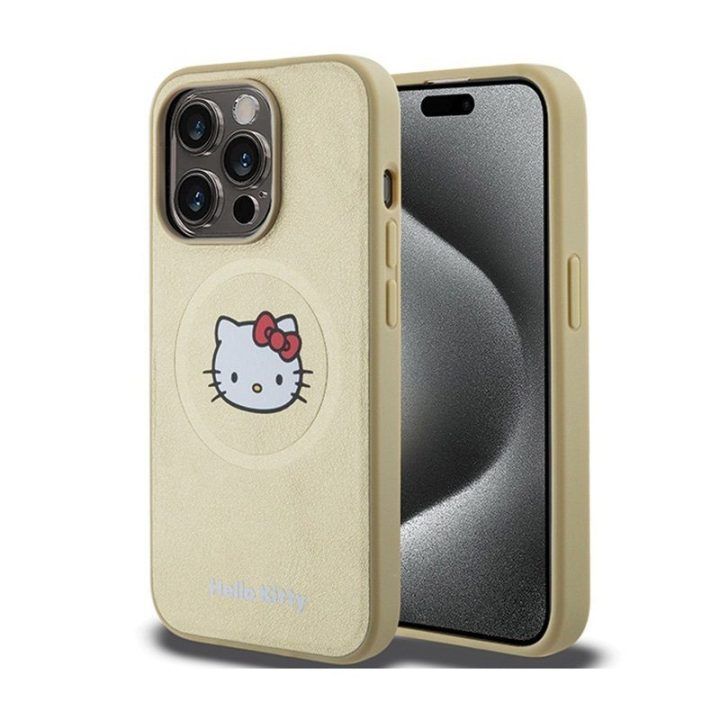 „Hello Kitty“ odinis dėklas su MagSafe iPhone 15 Pro, auksinis
