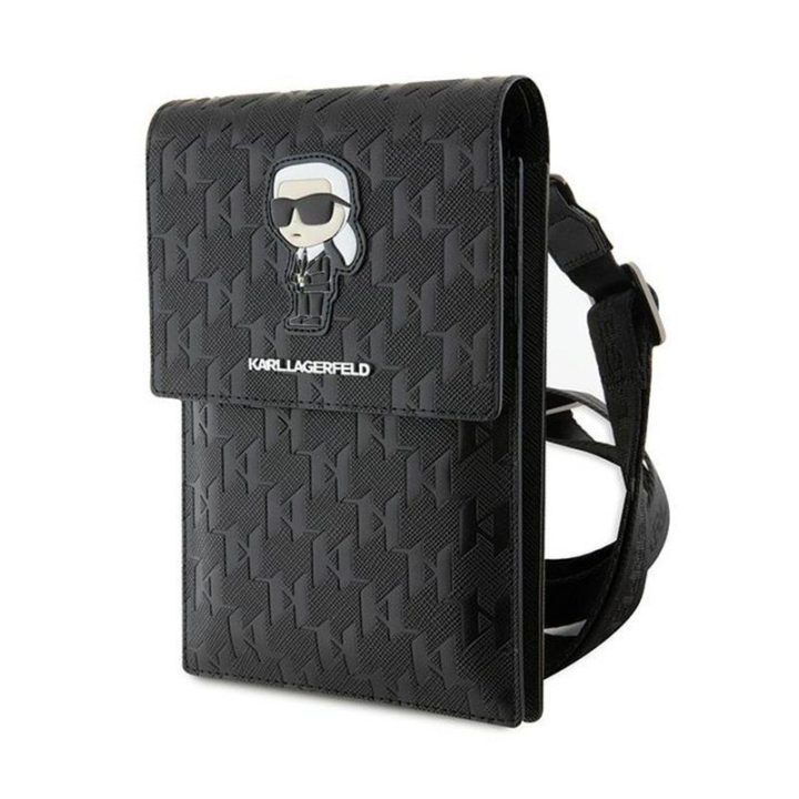 Telefono dirželis Karl Lagerfeld juodas