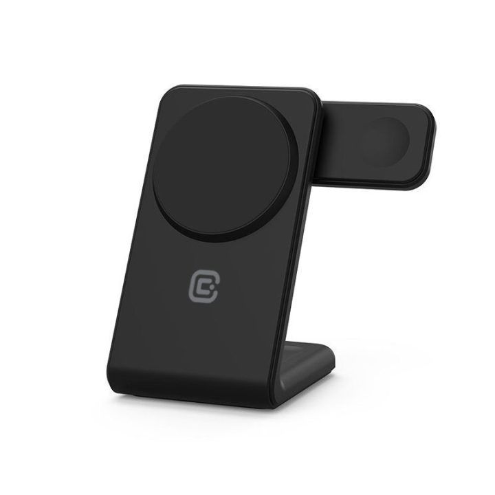 Crong MagSpot Pivot Stand 3in1 belaidis įkroviklis, juodas