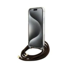 Telefono dėklas Guess Crossbody Cord 4G Print iPhone 15 Pro, rudas