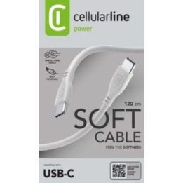 USB-C laidas Cellularline Soft Cable 1,2 m, pilkas