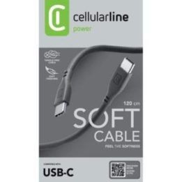 USB-C į USB-C laidas Cellularline Soft Cable, 1,2 m, juodas