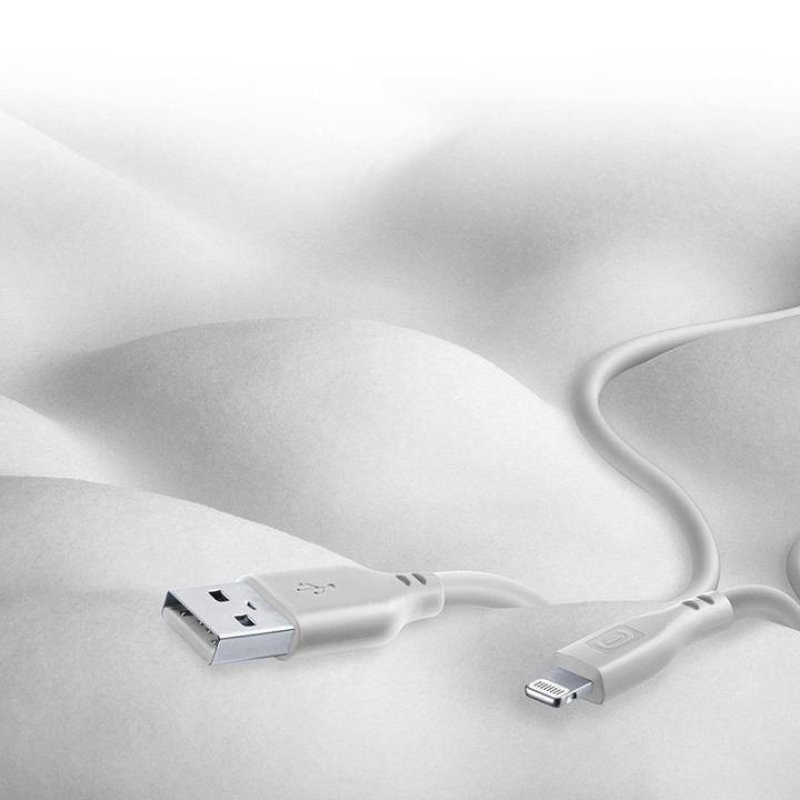 USB-A–Lightning laidas Cellularline Soft Cable 1,2 m, pilkas