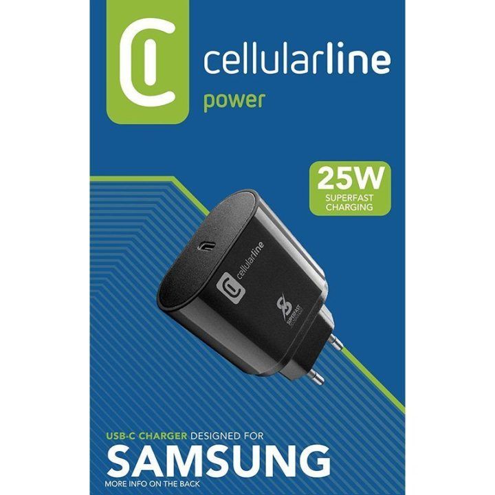 Įkroviklis USB-C 25 W Cellularline juodas