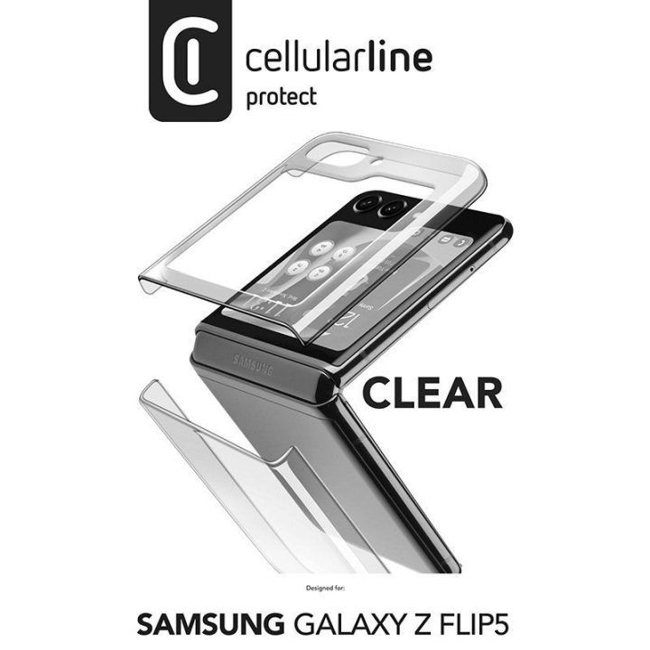 Permatomas dėklas Samsung Galaxy Z Flip 5, Cellularline Clear Case