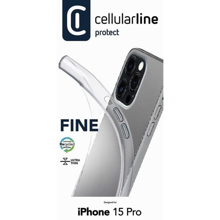 Permatomas dėklas iPhone 15 Pro Cellularline Fine