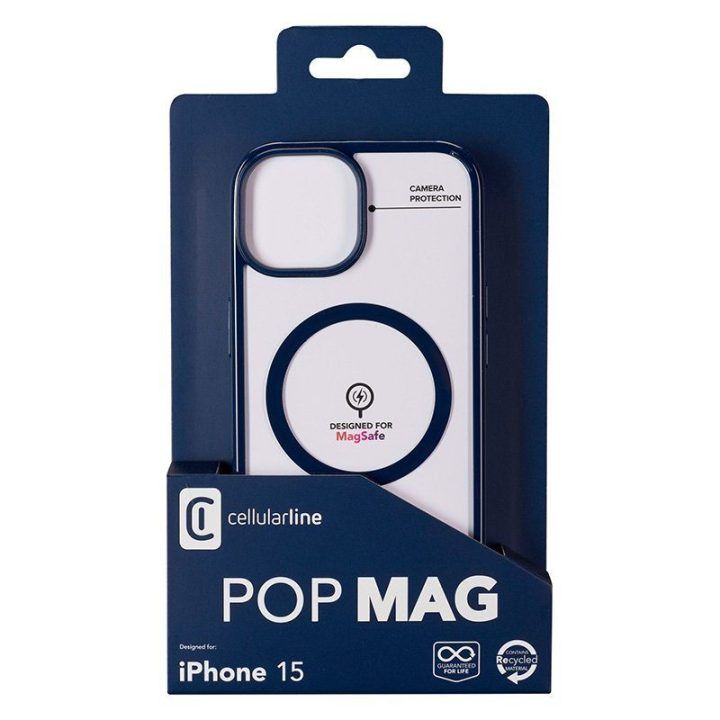 Dėklas iPhone 15 Cellularline Pop Mag, mėlynas