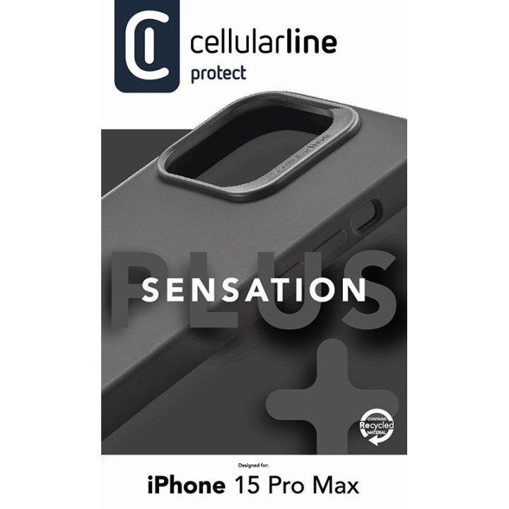 Dėklas iPhone 15 Pro Max, juodas Cellularline Sensation Plus