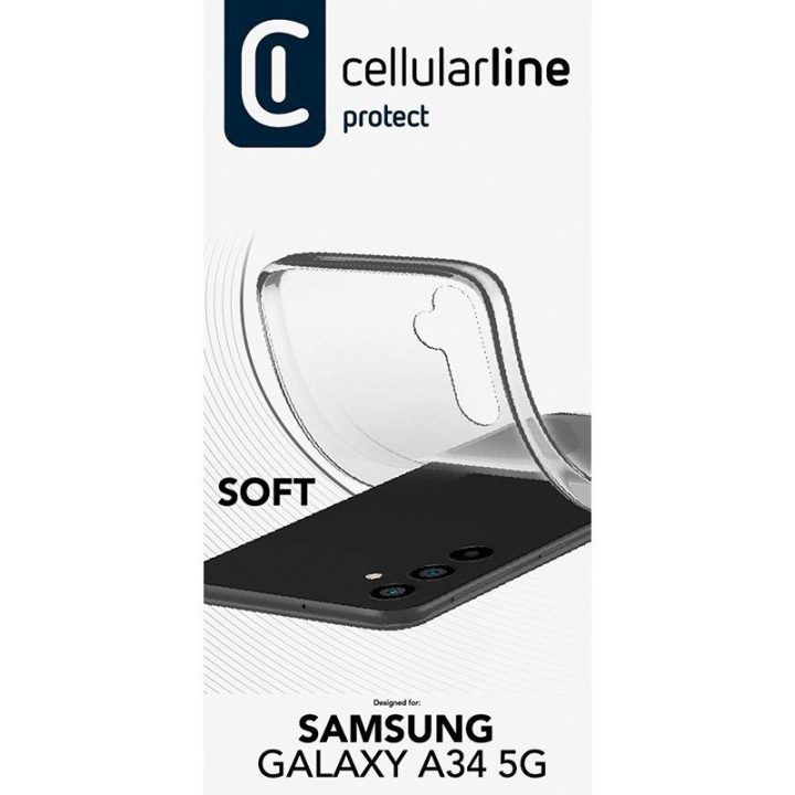 Permatomas dėklas Samsung Galaxy A34 5G Cellularline Soft