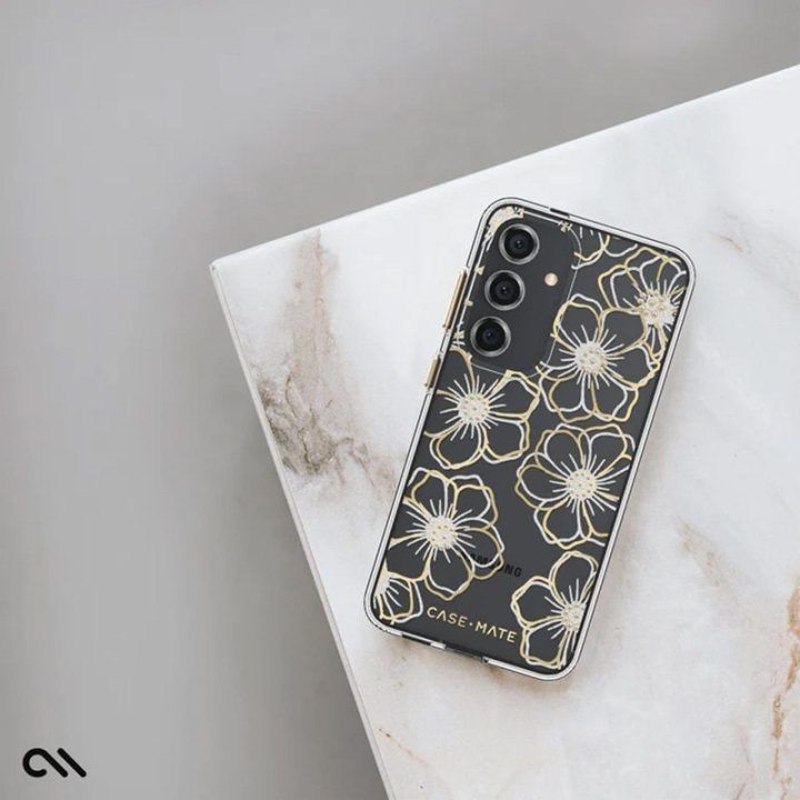 Dėklas Samsung Galaxy S24 Case-Mate Floral Gems, aukso spalvos