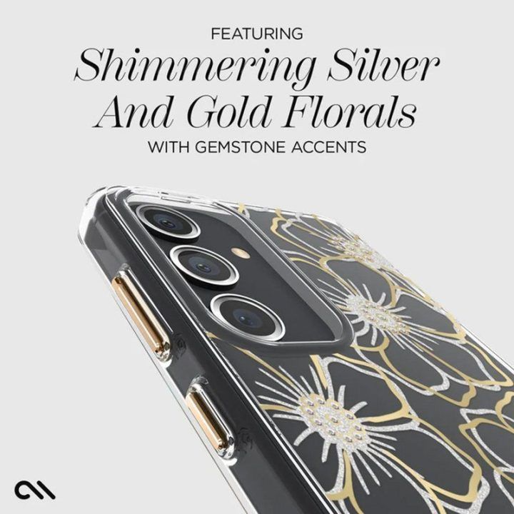 Dėklas Samsung Galaxy S24 Case-Mate Floral Gems, aukso spalvos