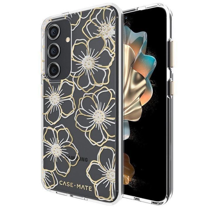 Dėklas Samsung Galaxy S24 Case-Mate Floral Gems, aukso spalvos