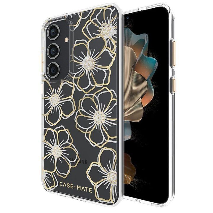 Dėklas Samsung Galaxy S24+ Case-Mate Floral Gems, aukso spalvos