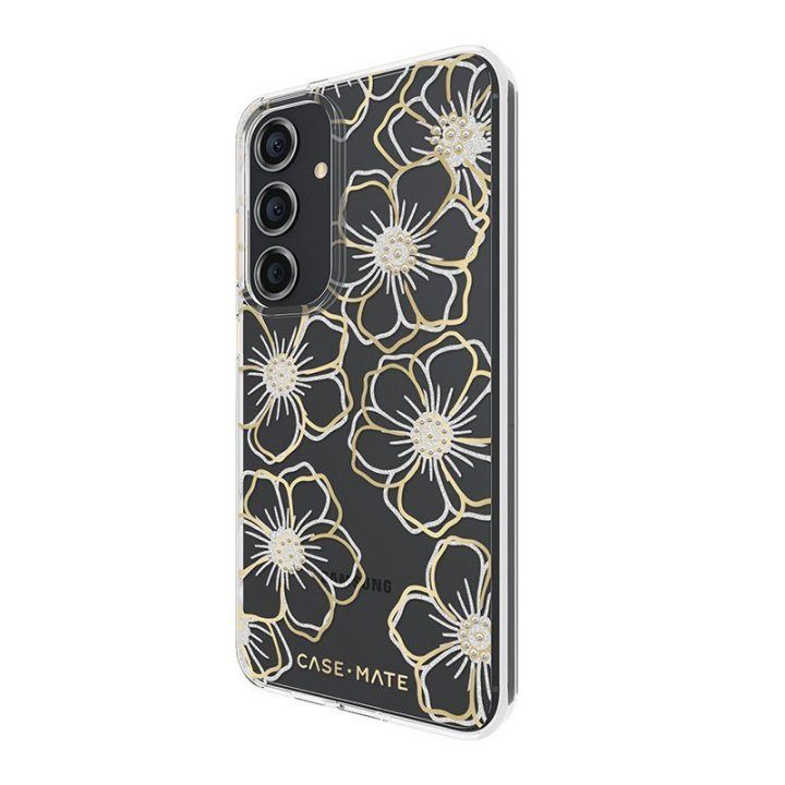 Dėklas Samsung Galaxy S24+ Case-Mate Floral Gems, aukso spalvos