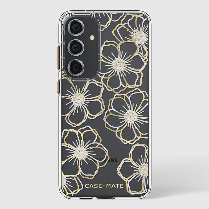 Dėklas Samsung Galaxy S24+ Case-Mate Floral Gems, aukso spalvos