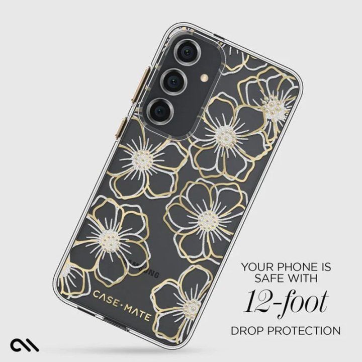 Dėklas Samsung Galaxy S24+ Case-Mate Floral Gems, aukso spalvos