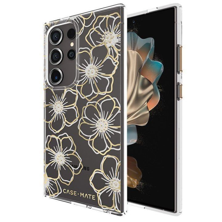 Dėklas Samsung Galaxy S24 Ultra Case-Mate Floral Gems, aukso spalvos