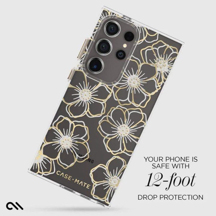 Dėklas Samsung Galaxy S24 Ultra Case-Mate Floral Gems, aukso spalvos