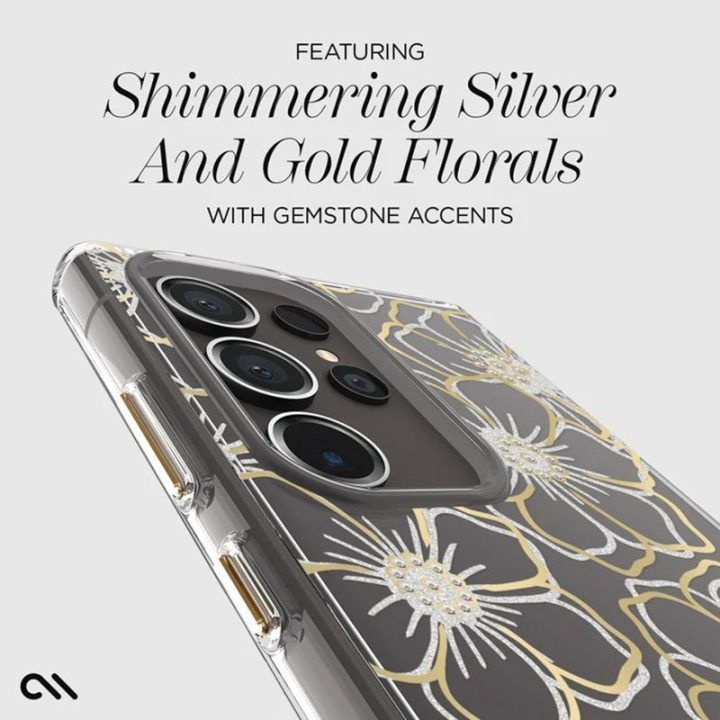 Dėklas Samsung Galaxy S24 Ultra Case-Mate Floral Gems, aukso spalvos