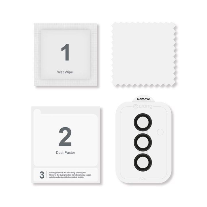 Apsauginis stiklas kamerai Samsung Galaxy S24, juodas Crong