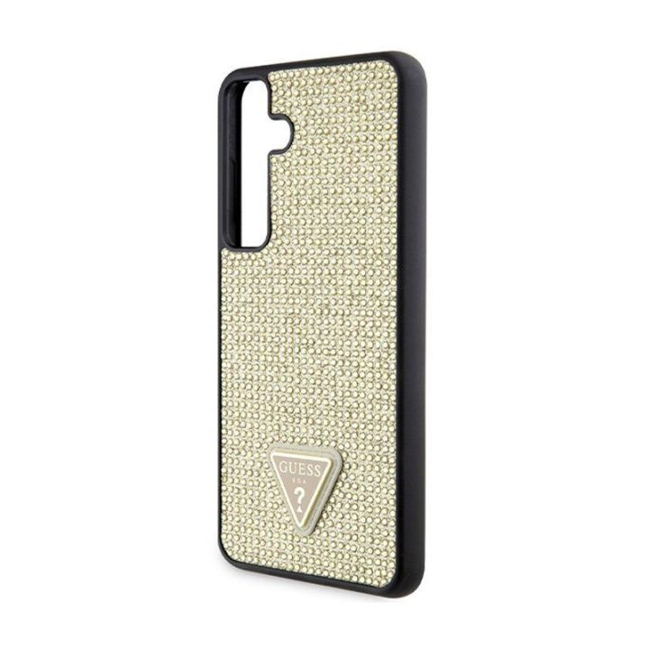 Dėklas Samsung Galaxy S24+ Guess su kristalais, auksinis
