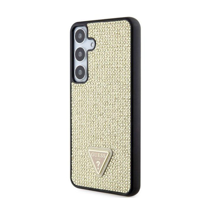 Dėklas Samsung Galaxy S24+ Guess su kristalais, auksinis