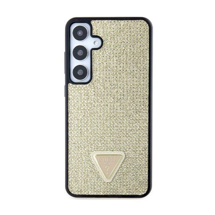 Dėklas Samsung Galaxy S24+ Guess su kristalais, auksinis