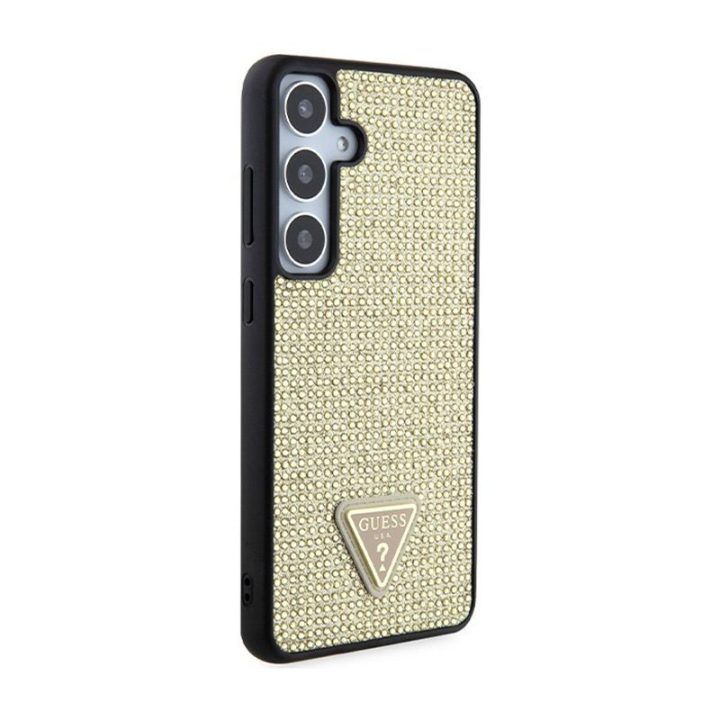 Dėklas Samsung Galaxy S24+ Guess su kristalais, auksinis