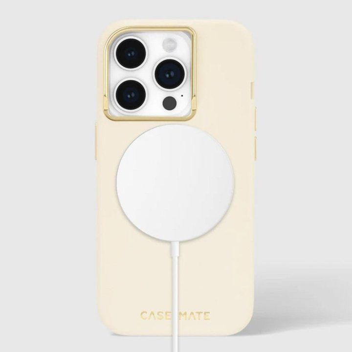 Silikoninis dėklas Case-Mate MagSafe iPhone 15 Pro, smėlinis