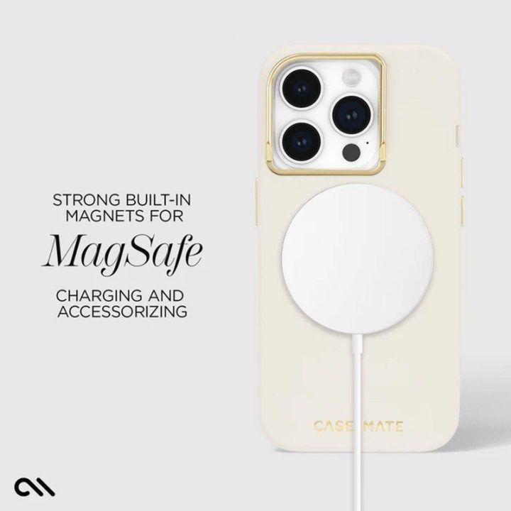 Silikoninis dėklas Case-Mate MagSafe iPhone 15 Pro, smėlinis