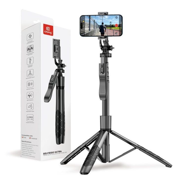 Bluetooth asmenukių laikiklis-tripodas Forcetop SelfieGo Ultra, juodas