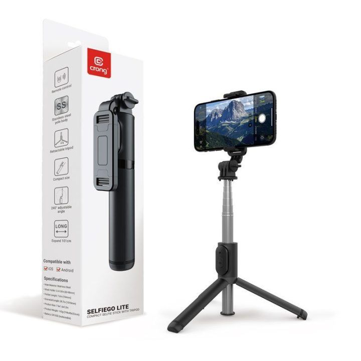 Selfie lazdelė su trikoju Forcetop SelfieGo Lite, juoda