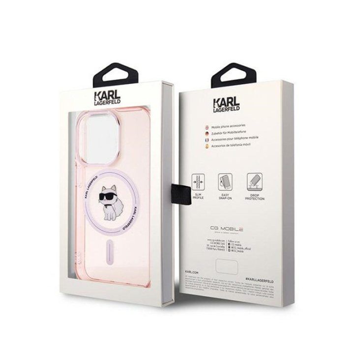 Dėklas iPhone 14 Pro Max, permatomas Karl Lagerfeld Choupette