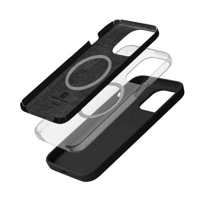 Silikoninis dėklas iPhone 15 Pro, juodas, Crong