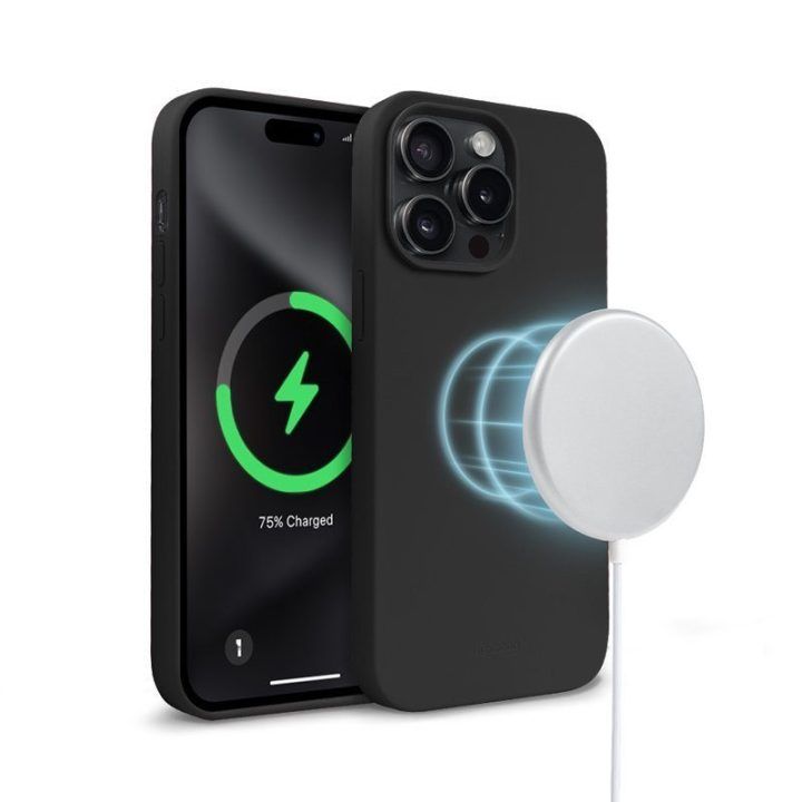 Silikoninis dėklas iPhone 15 Pro, juodas, Crong