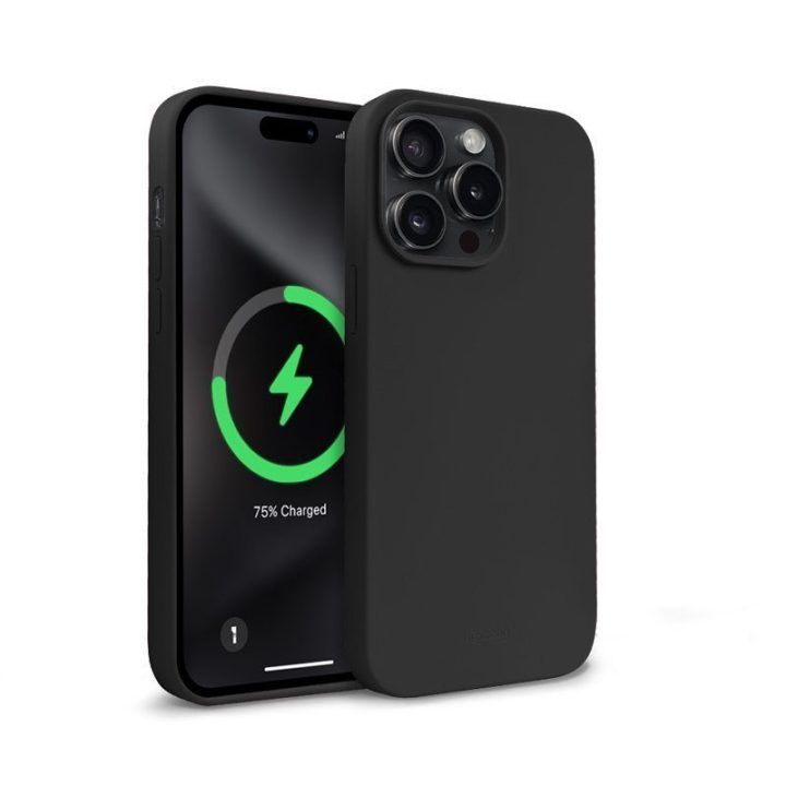 Silikoninis dėklas iPhone 15 Pro, juodas, Crong