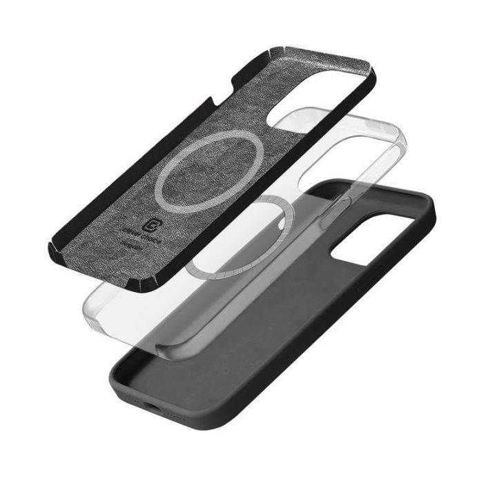 Dėklas iPhone 15 Pro, silikoninis Crong Color Cover Magnetic, titano