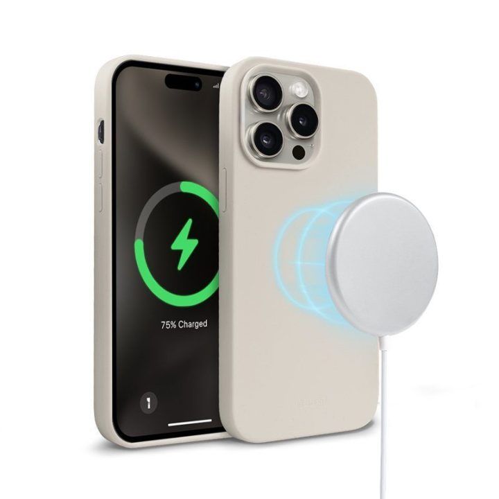 Dėklas iPhone 15 Pro Max, silikoninis Stone Beige