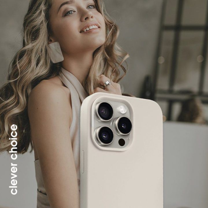 Dėklas iPhone 15 Pro Max, silikoninis Stone Beige