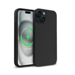 Dėklas iPhone 15 iš skysto silikono, juodas