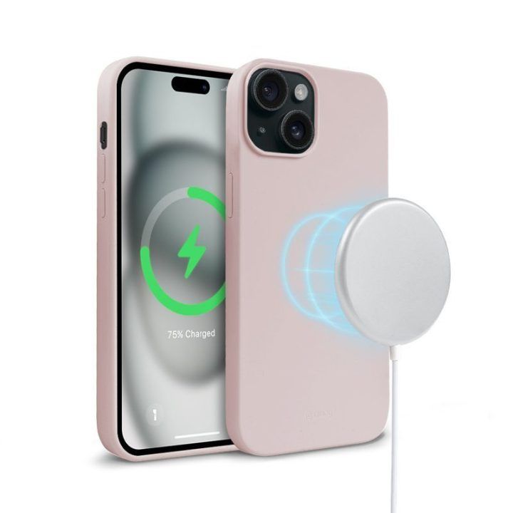 Dėklas Crong Color Cover Magnetic iPhone 15, rožinė