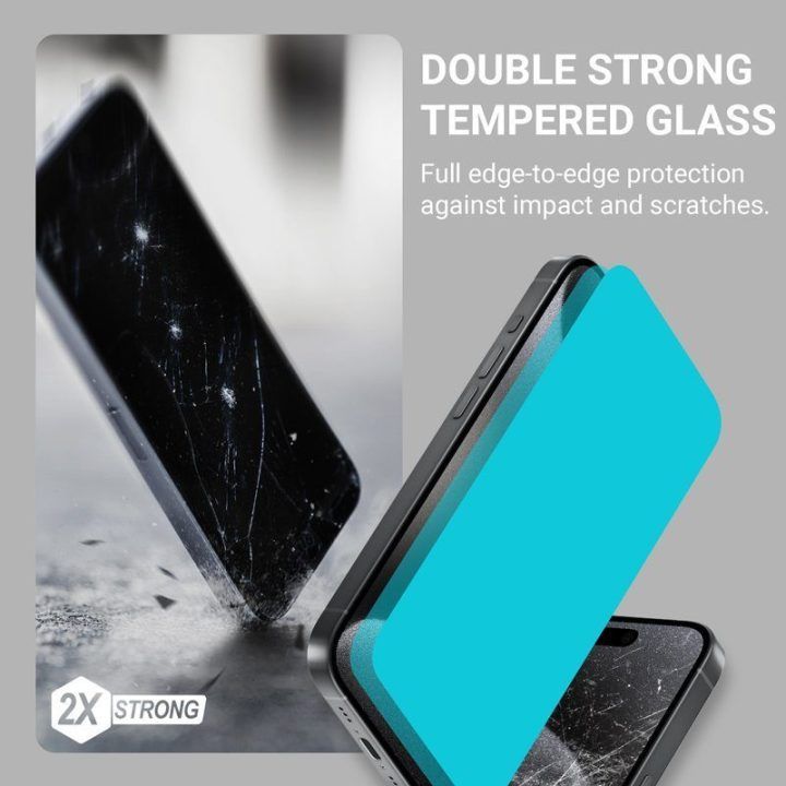 Grūdintas apsauginis stiklas iPhone 16 / iPhone 15, 2 vnt., Crong EasyShield
