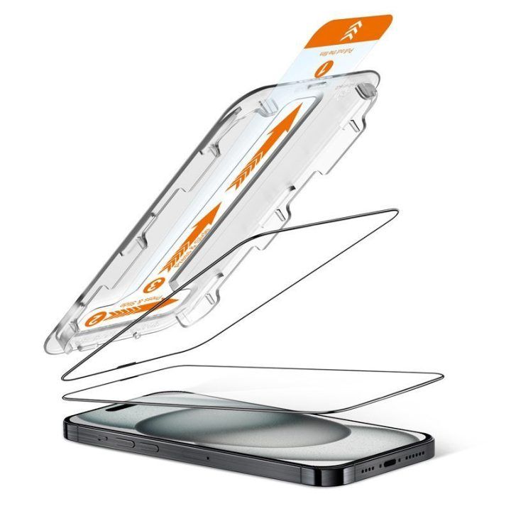 Grūdintas apsauginis stiklas iPhone 16 / iPhone 15, 2 vnt., Crong EasyShield