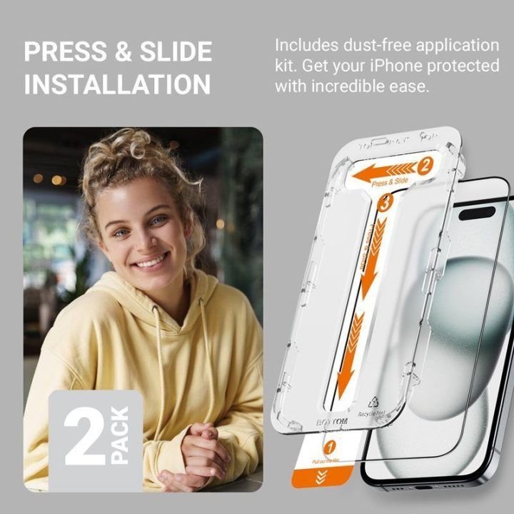 Grūdintas apsauginis stiklas Crong EasyShield 2 vnt. iPhone 16 Plus / 15 Plus