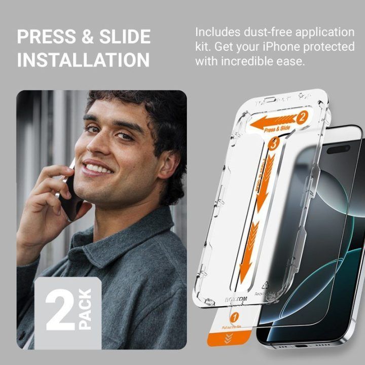 Apsauginis stiklas iPhone 15 Pro Max, 2 vnt., Crong EasyShield