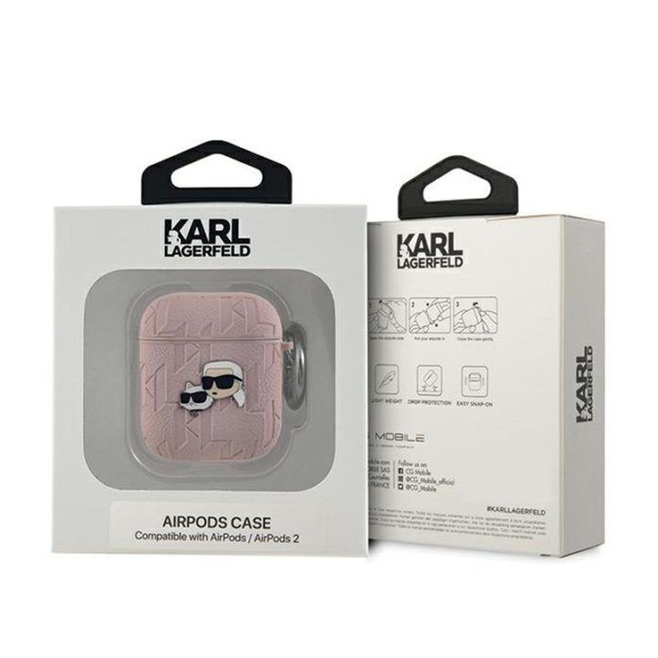 Dėklas Karl Lagerfeld AirPods 1/2 gen, rožinis