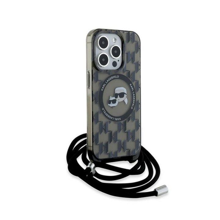 Dėklas iPhone 15 Pro Karl Lagerfeld juodas su MagSafe
