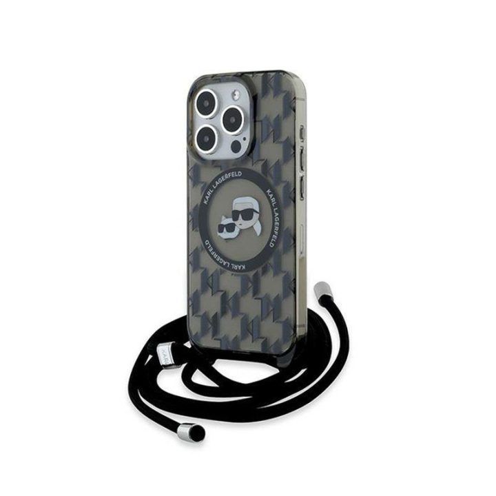 Dėklas iPhone 15 Pro Karl Lagerfeld juodas su MagSafe